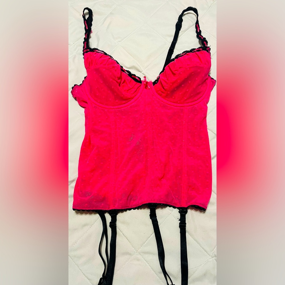 Hot Topic Sext Pink Punk Corset Retro Style Garter  Women Small 36B Top